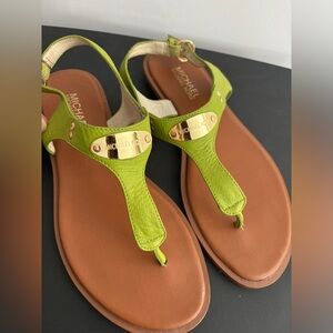 Michael Kors Neon Green Leather Thong Sandal (fits big)